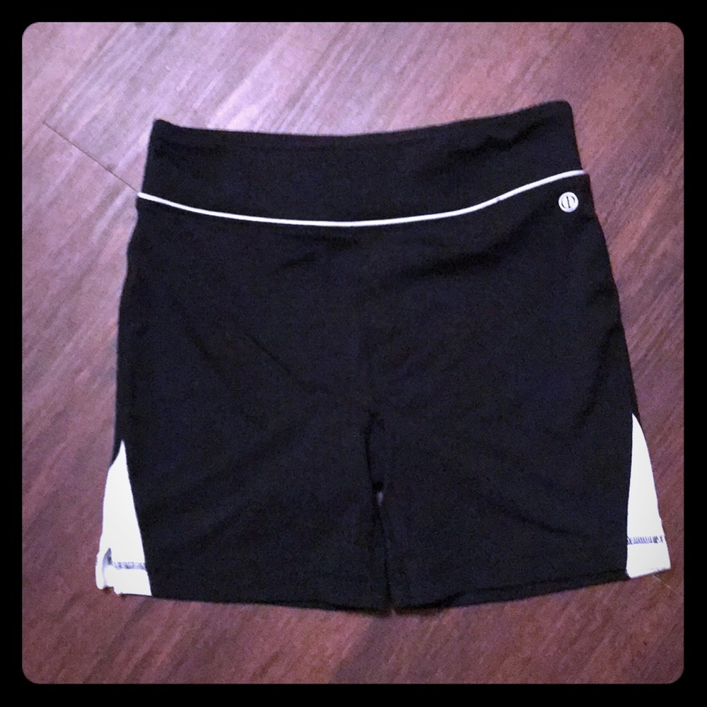Workout shorts, black and white